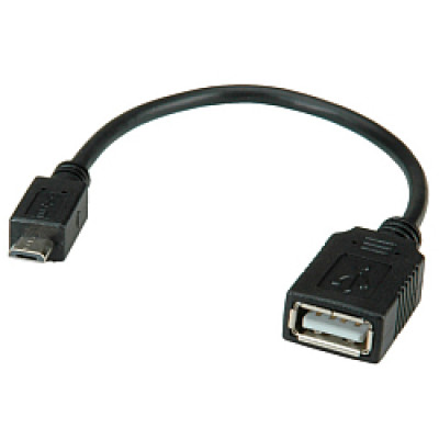 Roline VALUE USB2.0 kabel TIP A(F) na Micro B(M), 0.15m, crni   /  11.99.8311